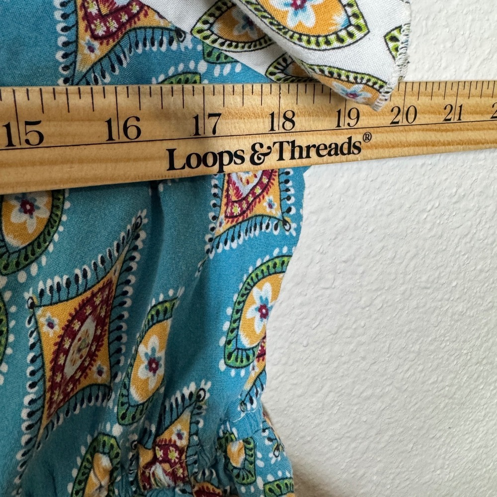 One World Live and Let Live Boho Medallion Print Tiered Dress Blue XL Artsy - Picture 6 of 8